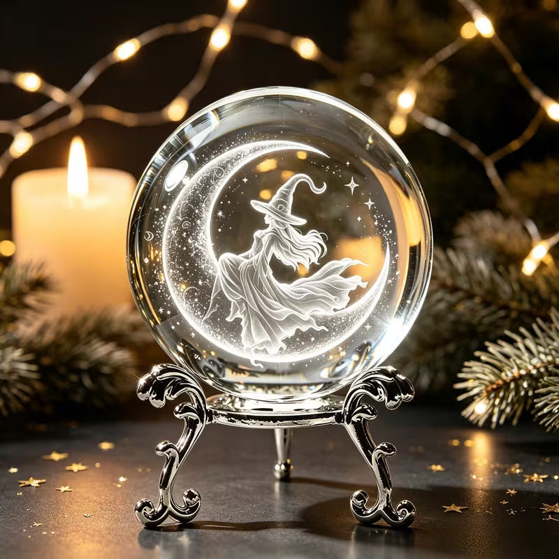 Witchy Moon Crystal Ball Ornament