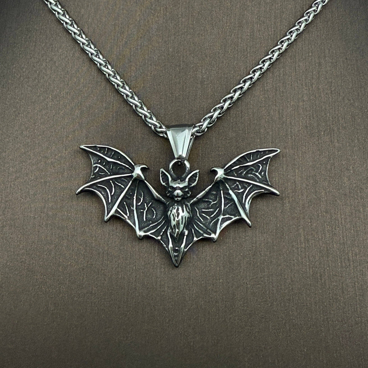 Bat Charm Unisex Stainless Steel Pendant Necklace