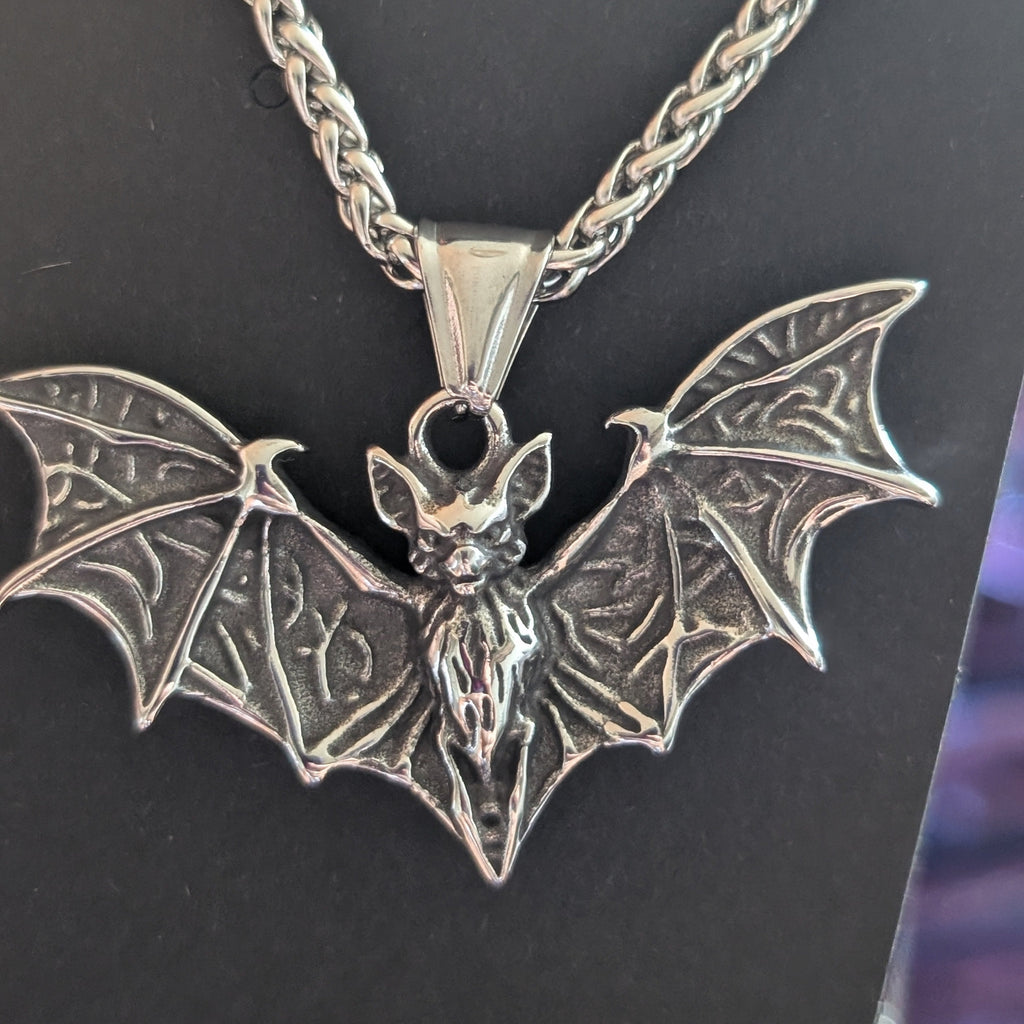 Bat Charm Unisex Stainless Steel Pendant Necklace