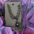 Multi-Layer Black Handmade Artificial Crystal Hollow Moon Pendant Necklace