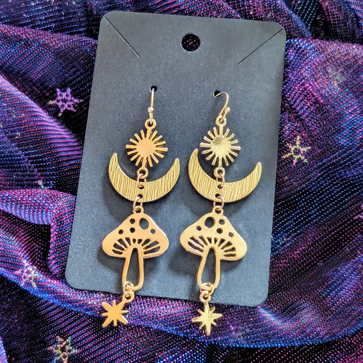 Sun, Moon and Star Celestial Earrings