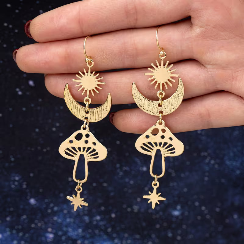 Sun, Moon and Star Celestial Earrings