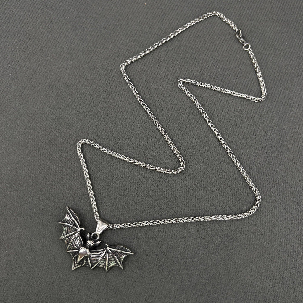 Bat Charm Unisex Stainless Steel Pendant Necklace