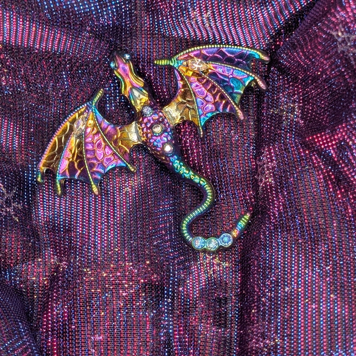 Rhinestone Enamel Dragon Brooch