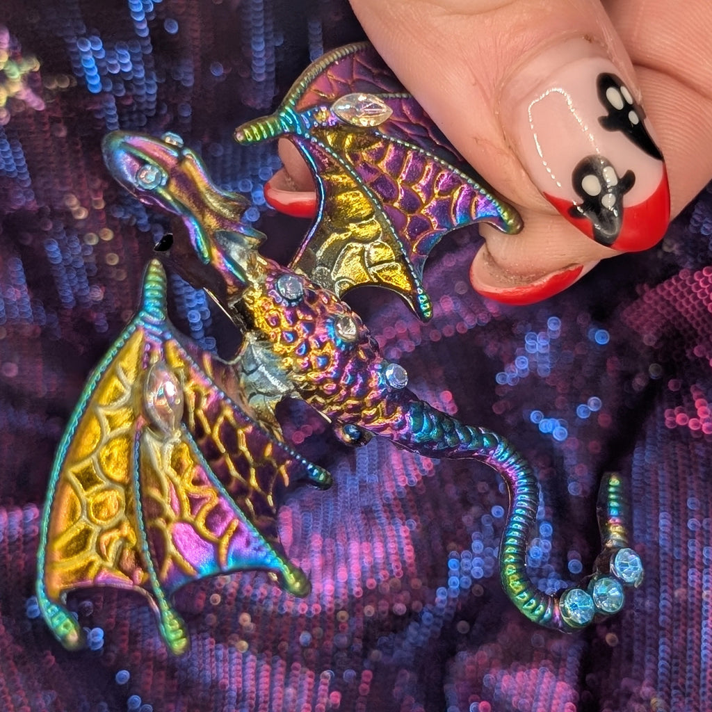 Rhinestone Enamel Dragon Brooch