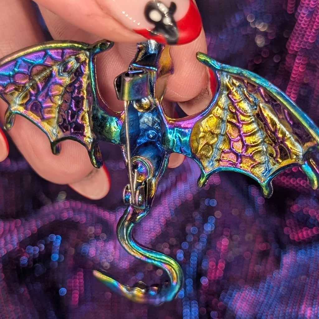 Rhinestone Enamel Dragon Brooch
