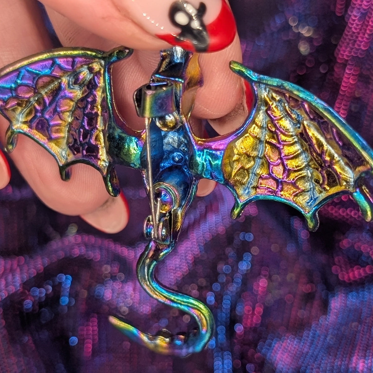 Rhinestone Enamel Dragon Brooch