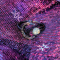 Crescent Moon Ring with Round Moonstone