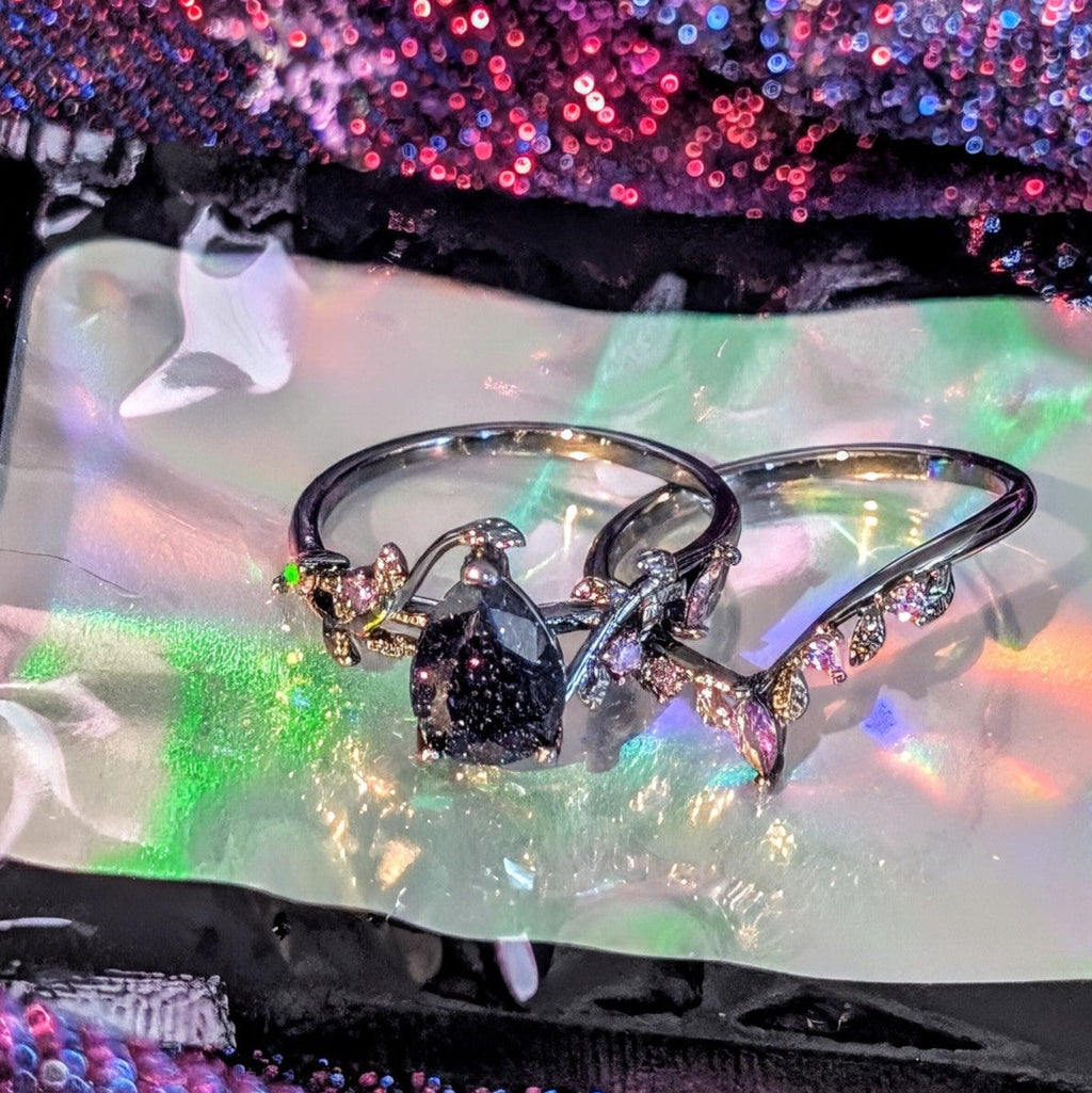 Purple Leaf Stone Zirconia Ring (2 piece)
