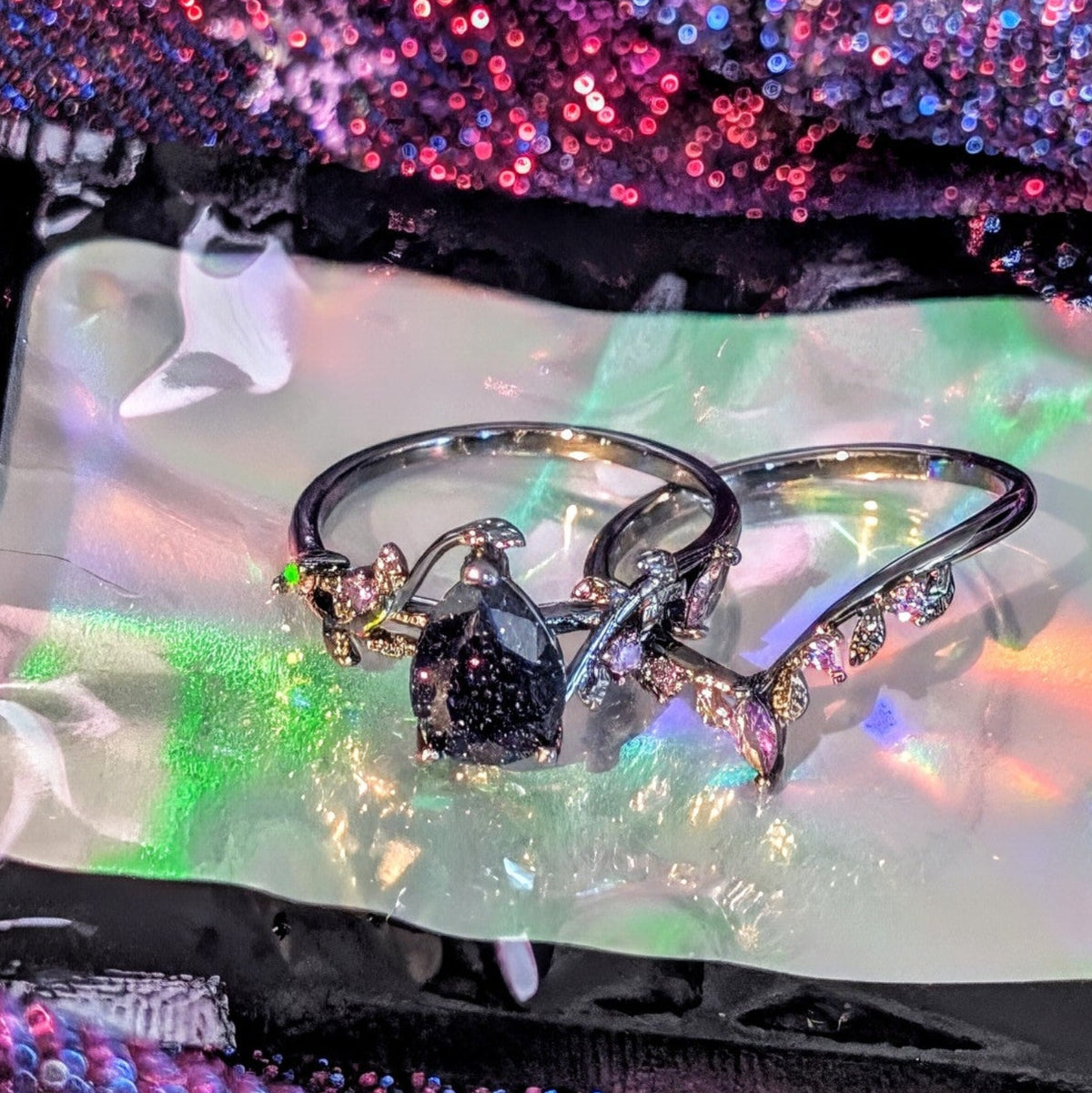 Purple Leaf Stone Zirconia Ring (2 piece)