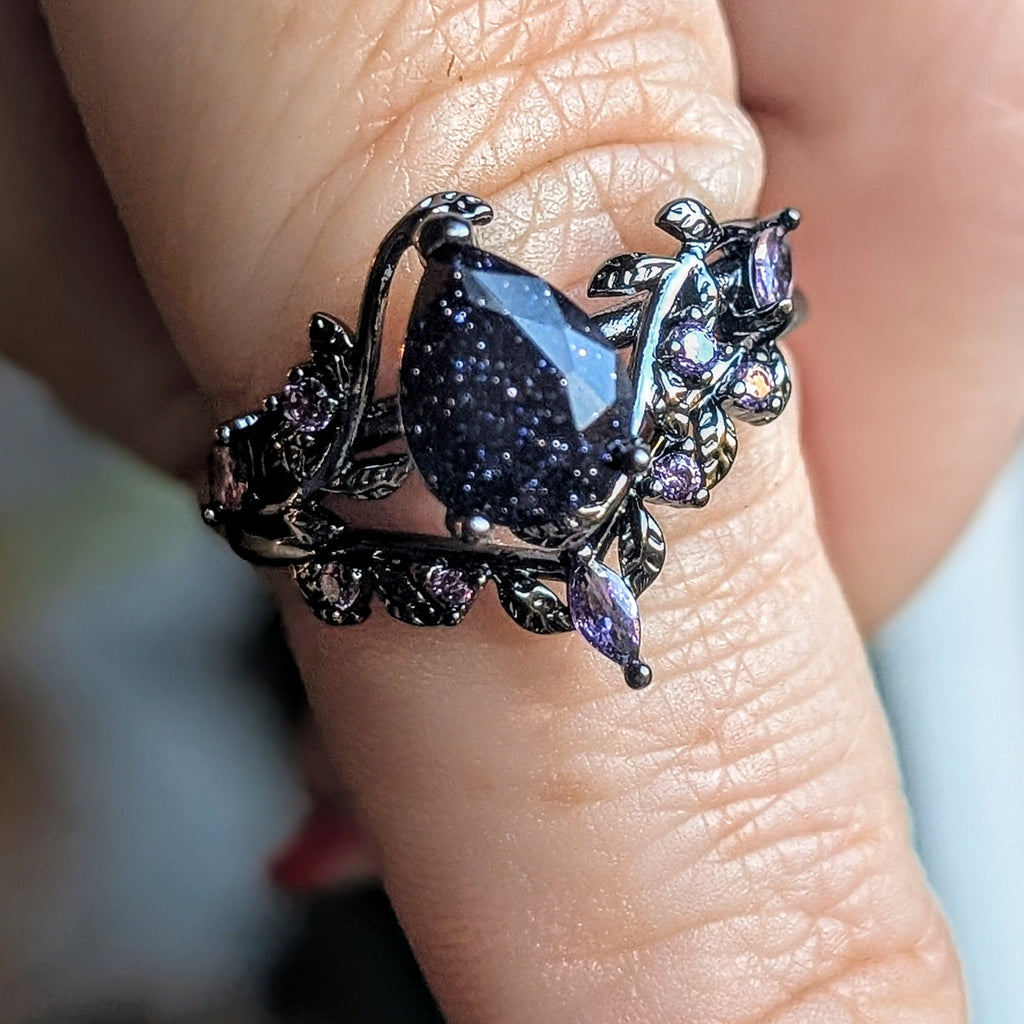 Purple Leaf Stone Zirconia Ring (2 piece)