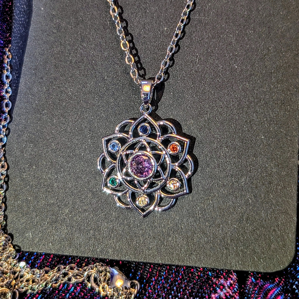 Mandala Flower Multicolour Gem Necklace