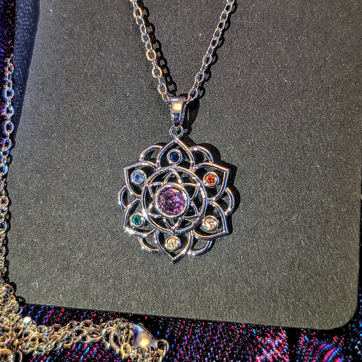 Mandala Flower Multicolour Gem Necklace