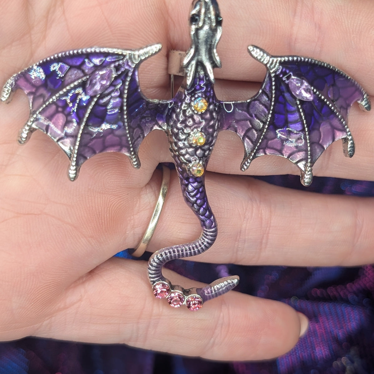 Rhinestone Enamel Dragon Brooch