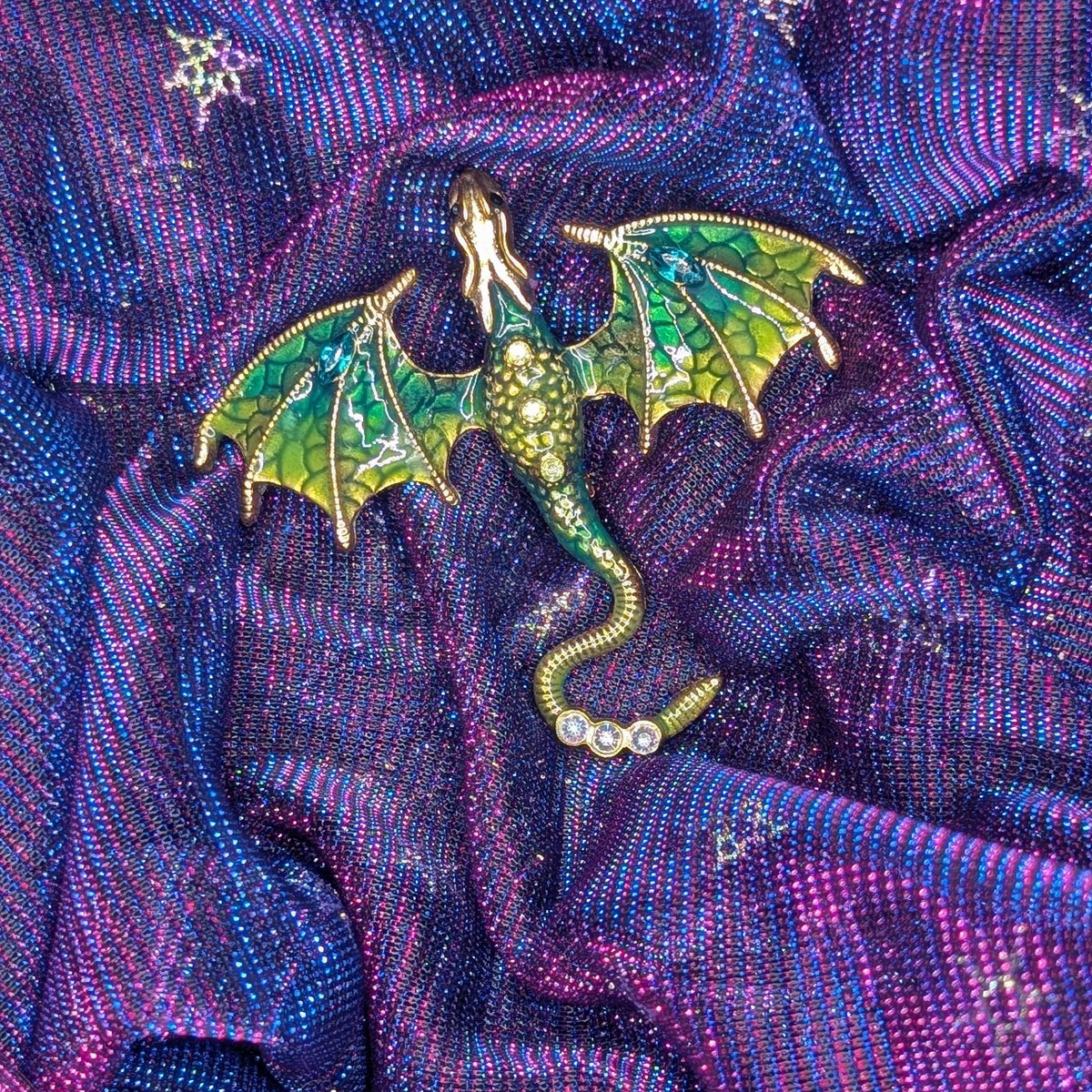 Rhinestone Enamel Dragon Brooch
