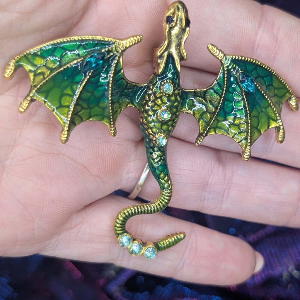 Rhinestone Enamel Dragon Brooch