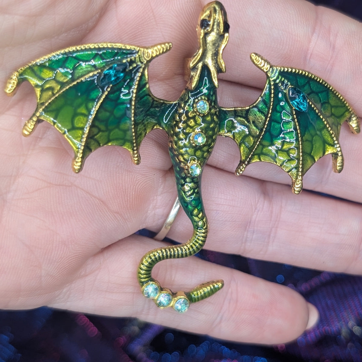 Rhinestone Enamel Dragon Brooch