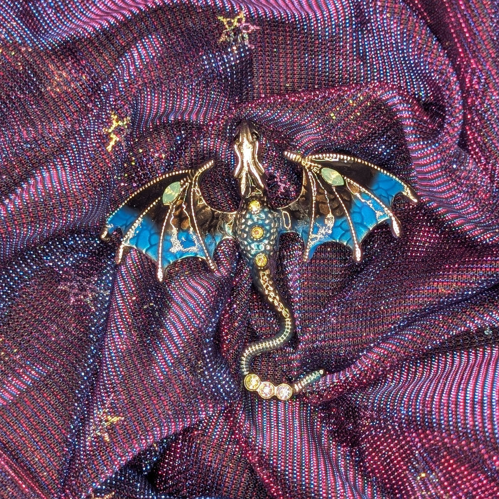 Rhinestone Enamel Dragon Brooch