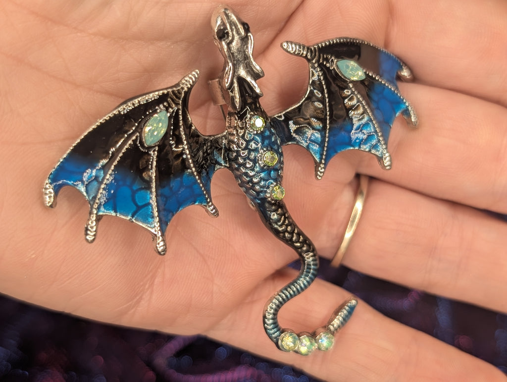 Rhinestone Enamel Dragon Brooch