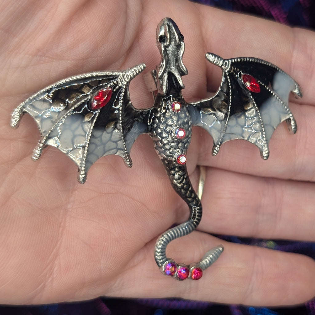 Rhinestone Enamel Dragon Brooch