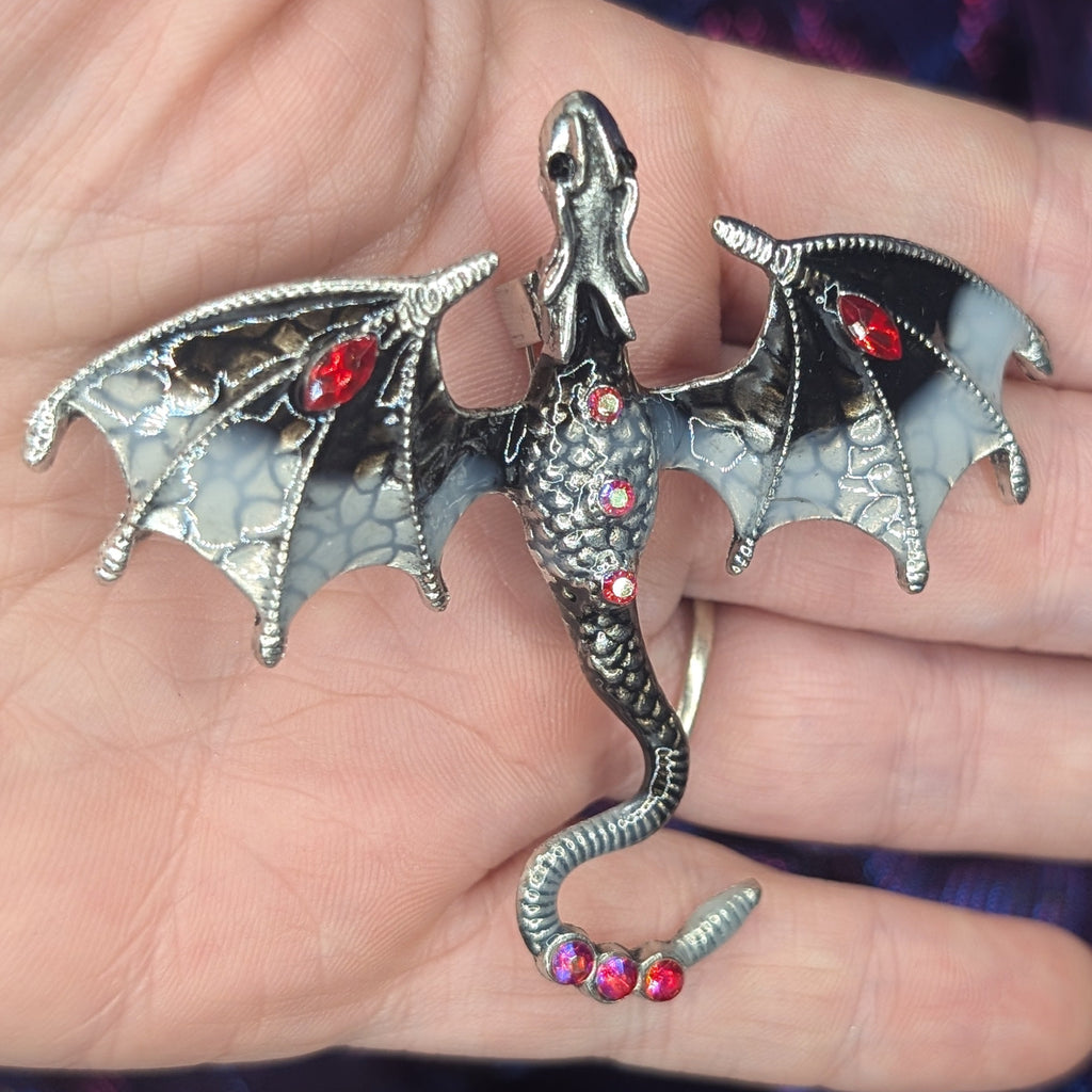 Rhinestone Enamel Dragon Brooch