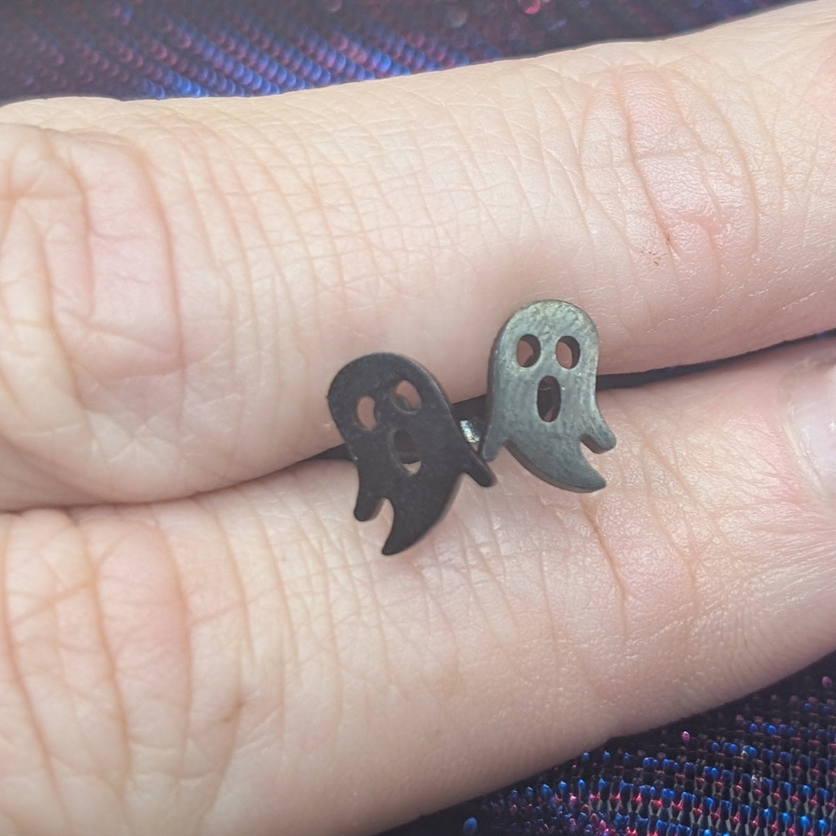 Black Ghostie Stud Earrings