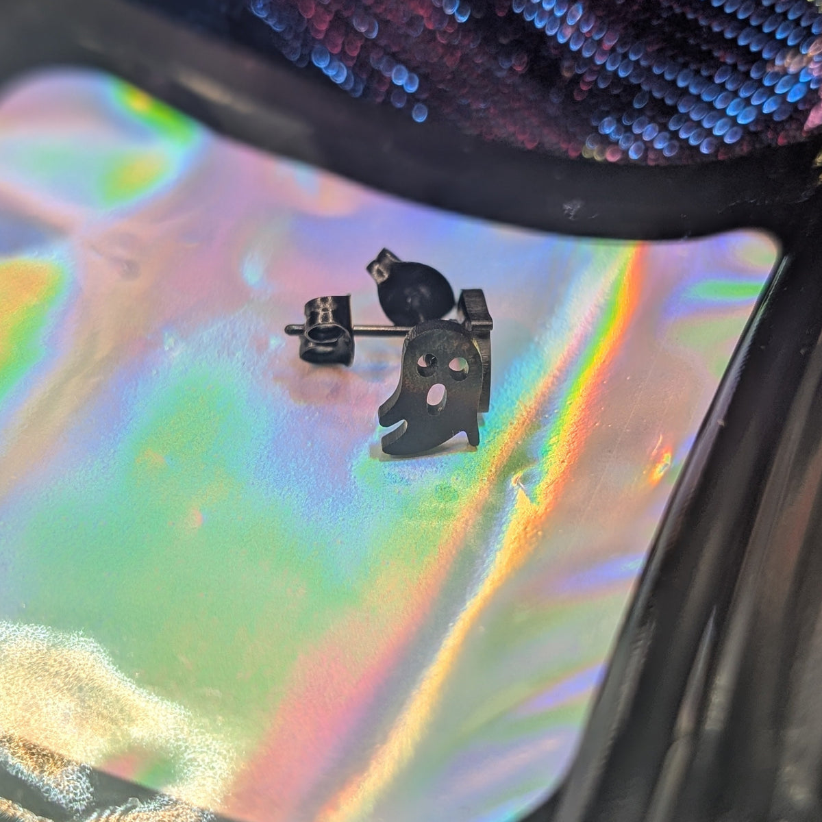 Black Ghostie Stud Earrings