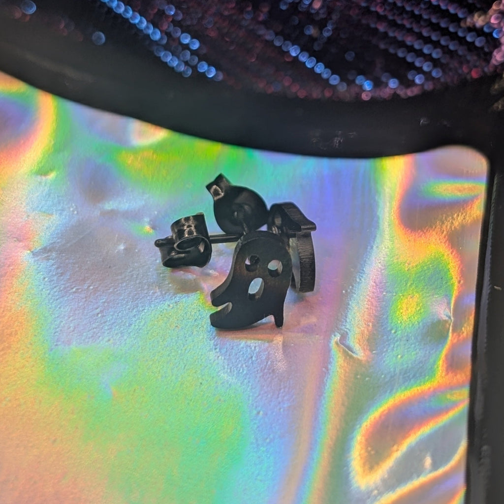 Black Ghostie Stud Earrings
