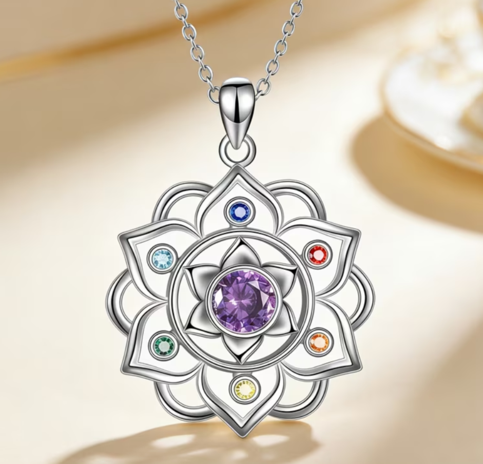 Mandala Flower Multicolour Gem Necklace