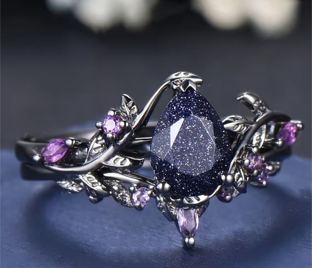 Purple Leaf Stone Zirconia Ring (2 piece)