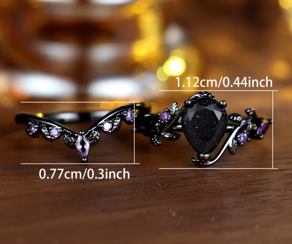 Purple Leaf Stone Zirconia Ring (2 piece)