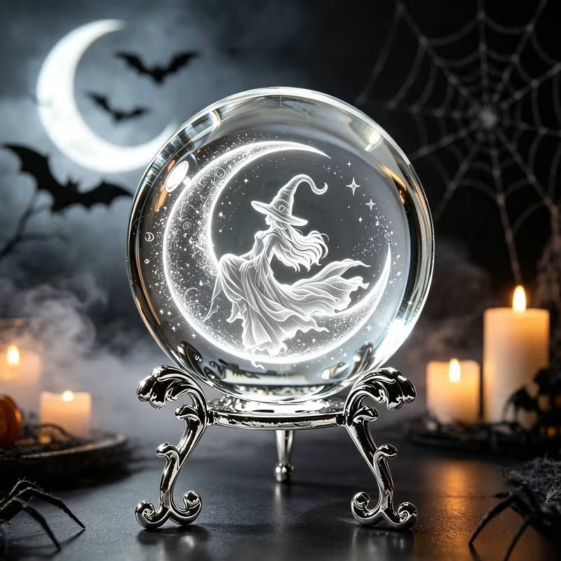 Witchy Moon Crystal Ball Ornament