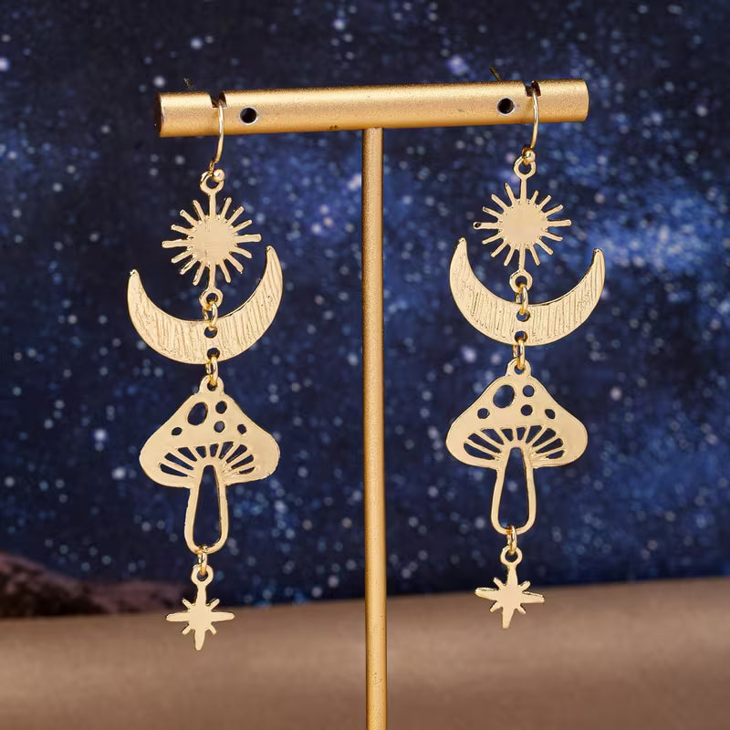 Sun, Moon and Star Celestial Earrings
